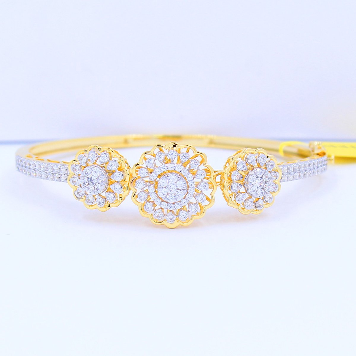 18K White Gold Sapphire & Diamond Bangle Bracelet - Beryl Jewelers